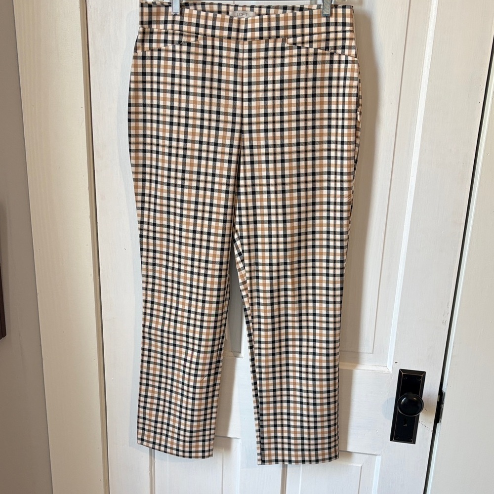 LOFT Black and Tan Plaid‎ Pants